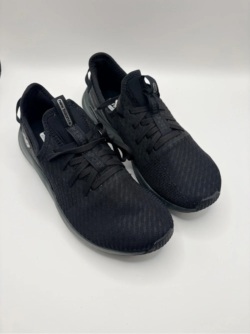 New Balance Women’s Black Knit Slip-On Sneakers with Dark Gray Sole